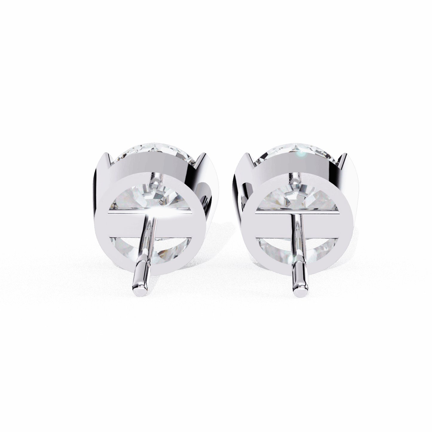 2.5 Carat Half Bezel Round Solitaire Earrings in Moissanite | House of Estara