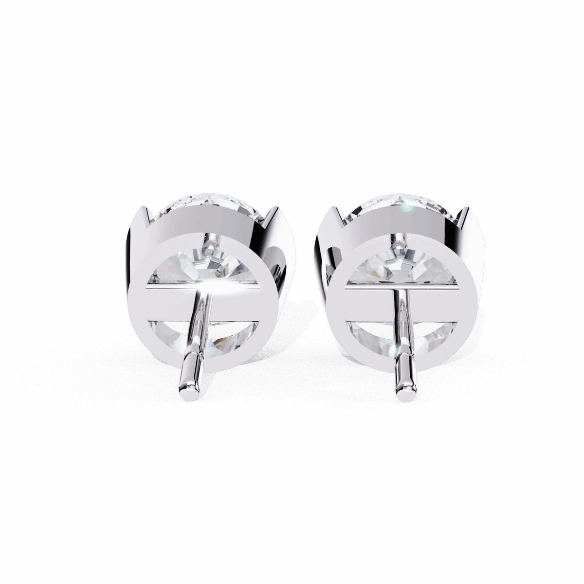 2.5 Carat Half Bezel Round Solitaire Earrings in Moissanite | House of Estara