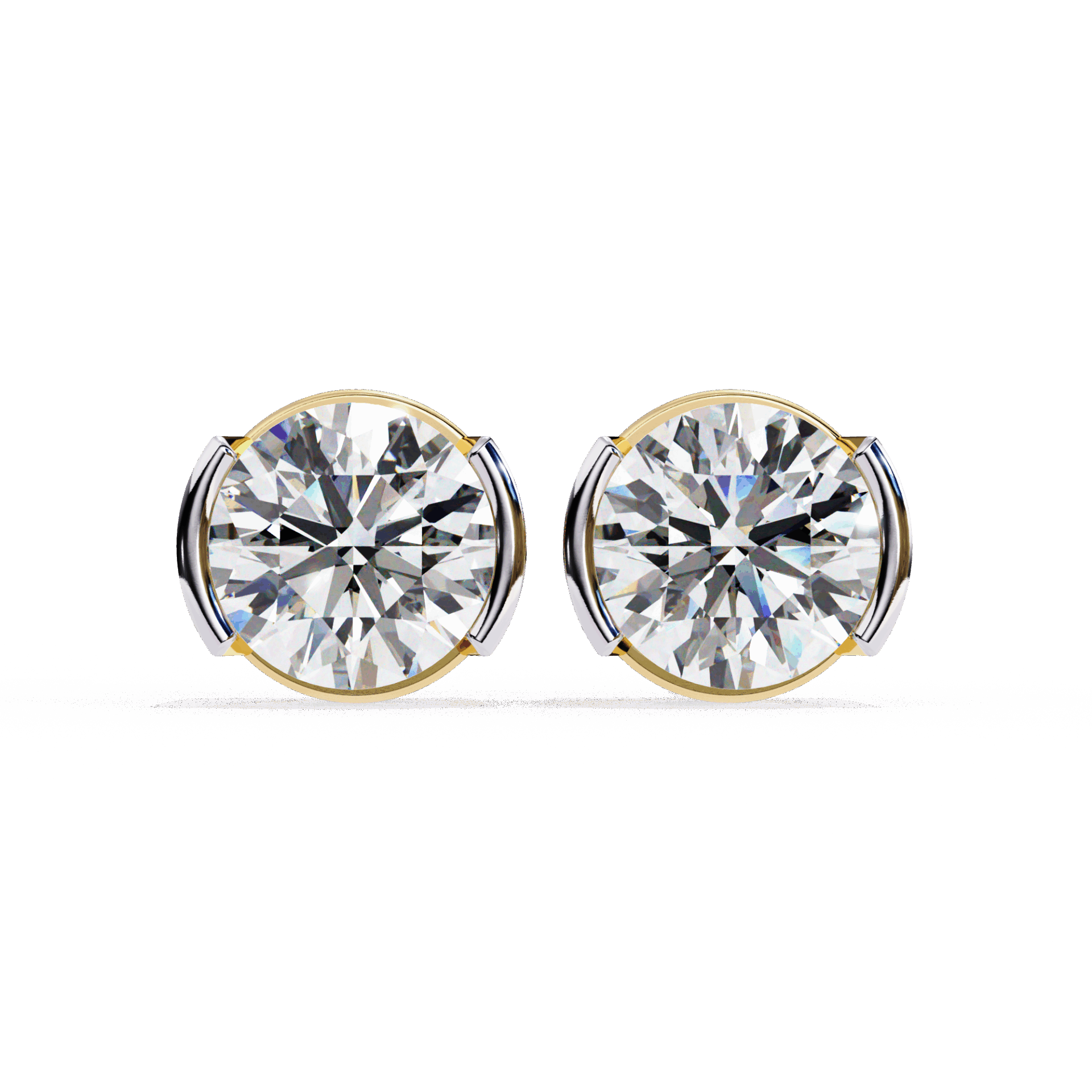 2.5 Carat Half Bezel Round Solitaire Earrings in Moissanite | House of Estara