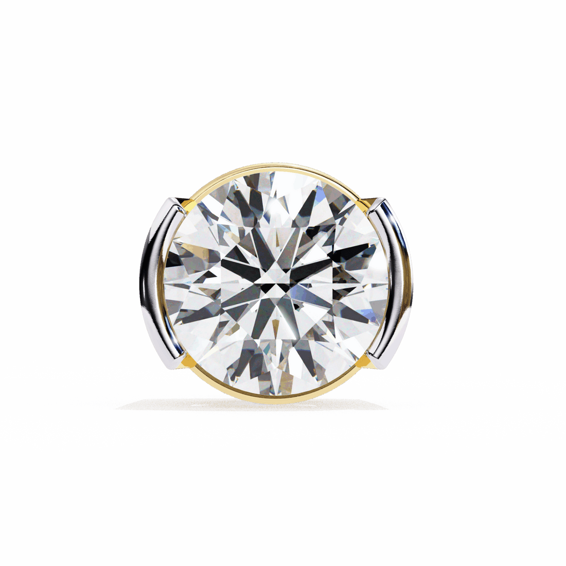 2.5 Carat Half Bezel Round Solitaire Earrings in Moissanite | House of Estara