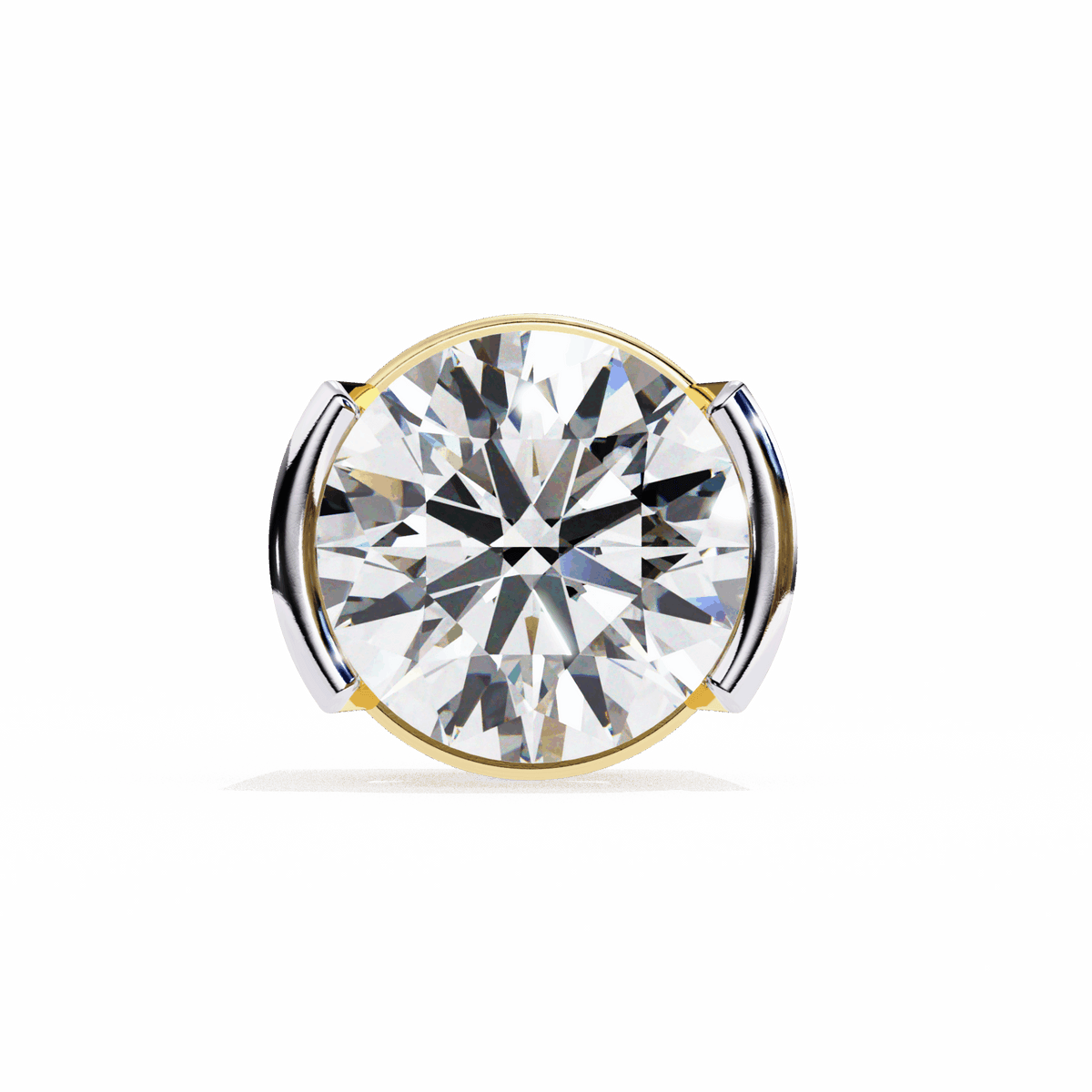 2.5 Carat Half Bezel Round Solitaire Earrings in Moissanite | House of Estara