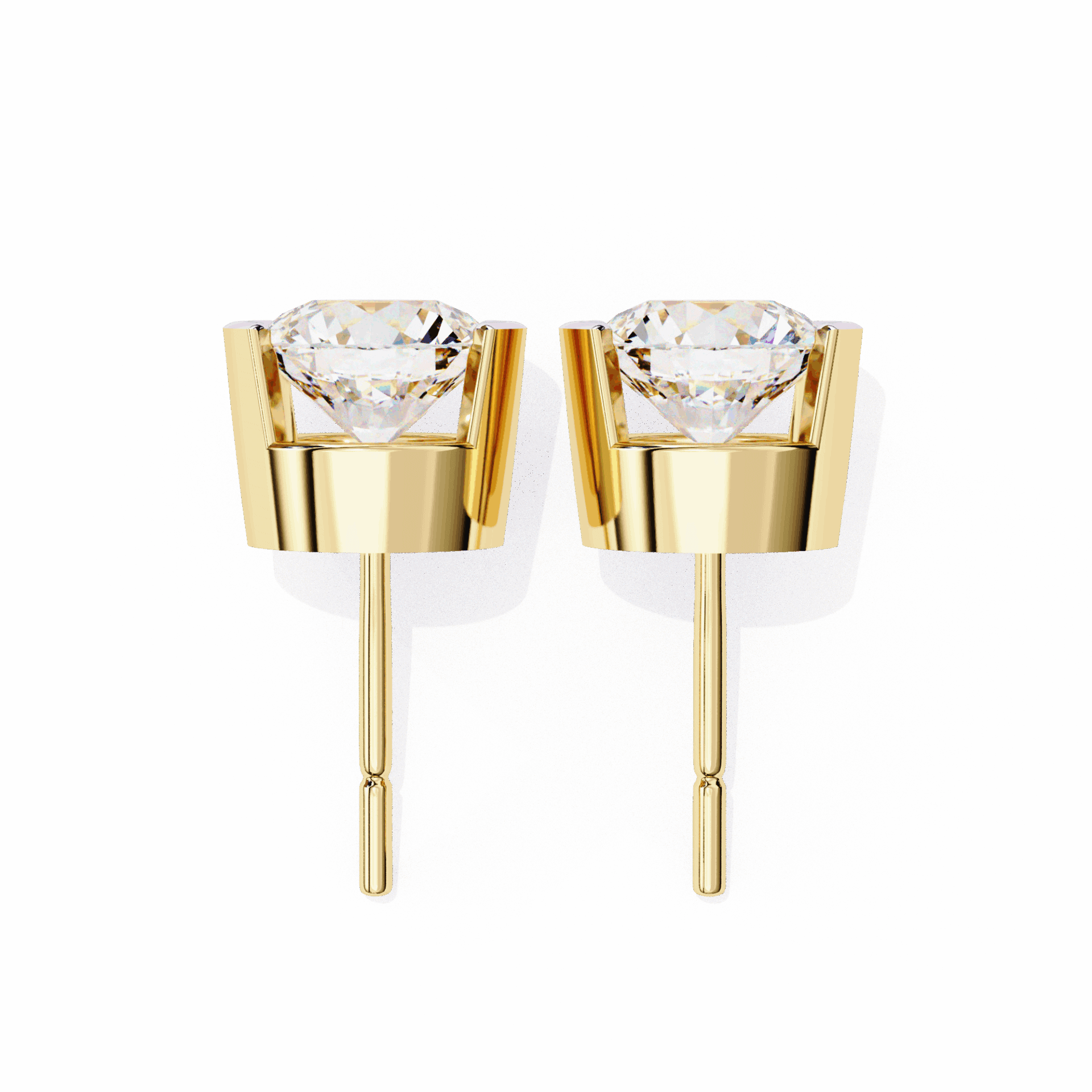 2.5 Carat Half Bezel Round Solitaire Earrings in Moissanite | House of Estara