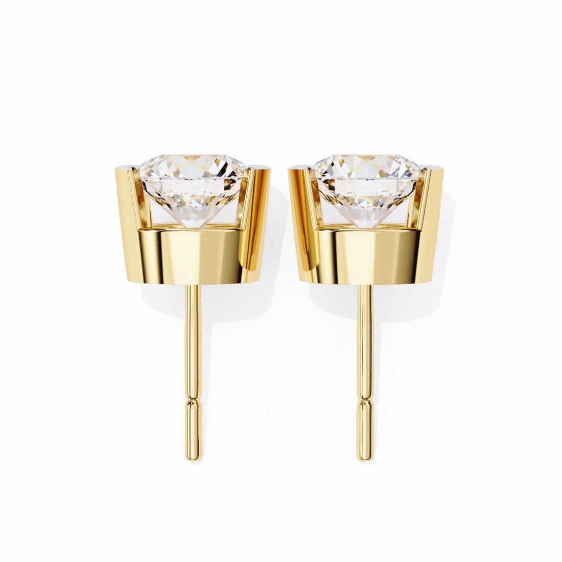 2.5 Carat Half Bezel Round Solitaire Earrings in Moissanite | House of Estara