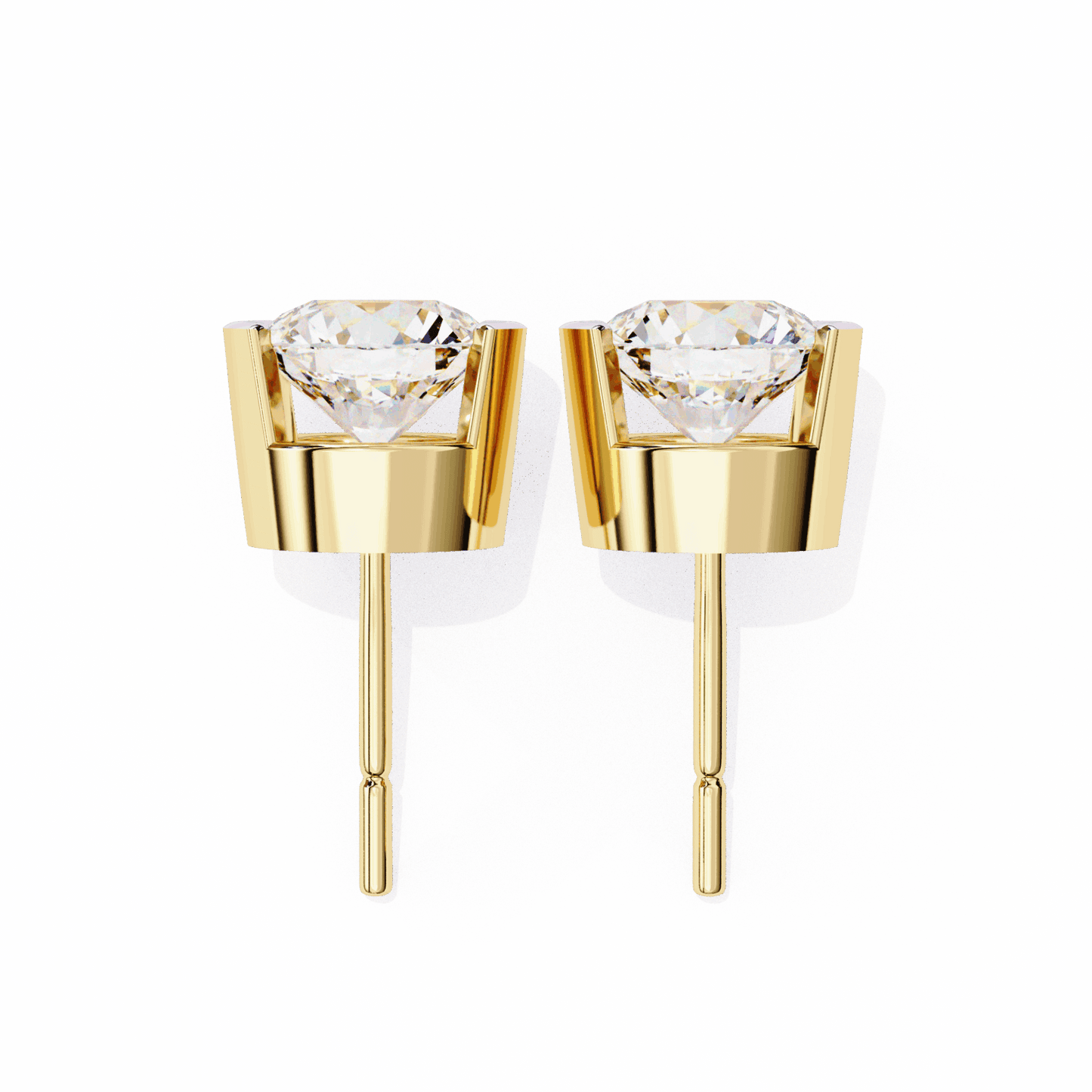 2.5 Carat Half Bezel Round Solitaire Earrings in Moissanite | House of Estara