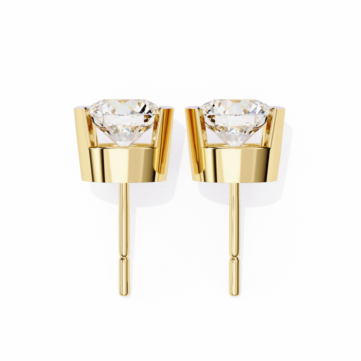 2.5 Carat Half Bezel Round Solitaire Earrings in Moissanite | House of Estara