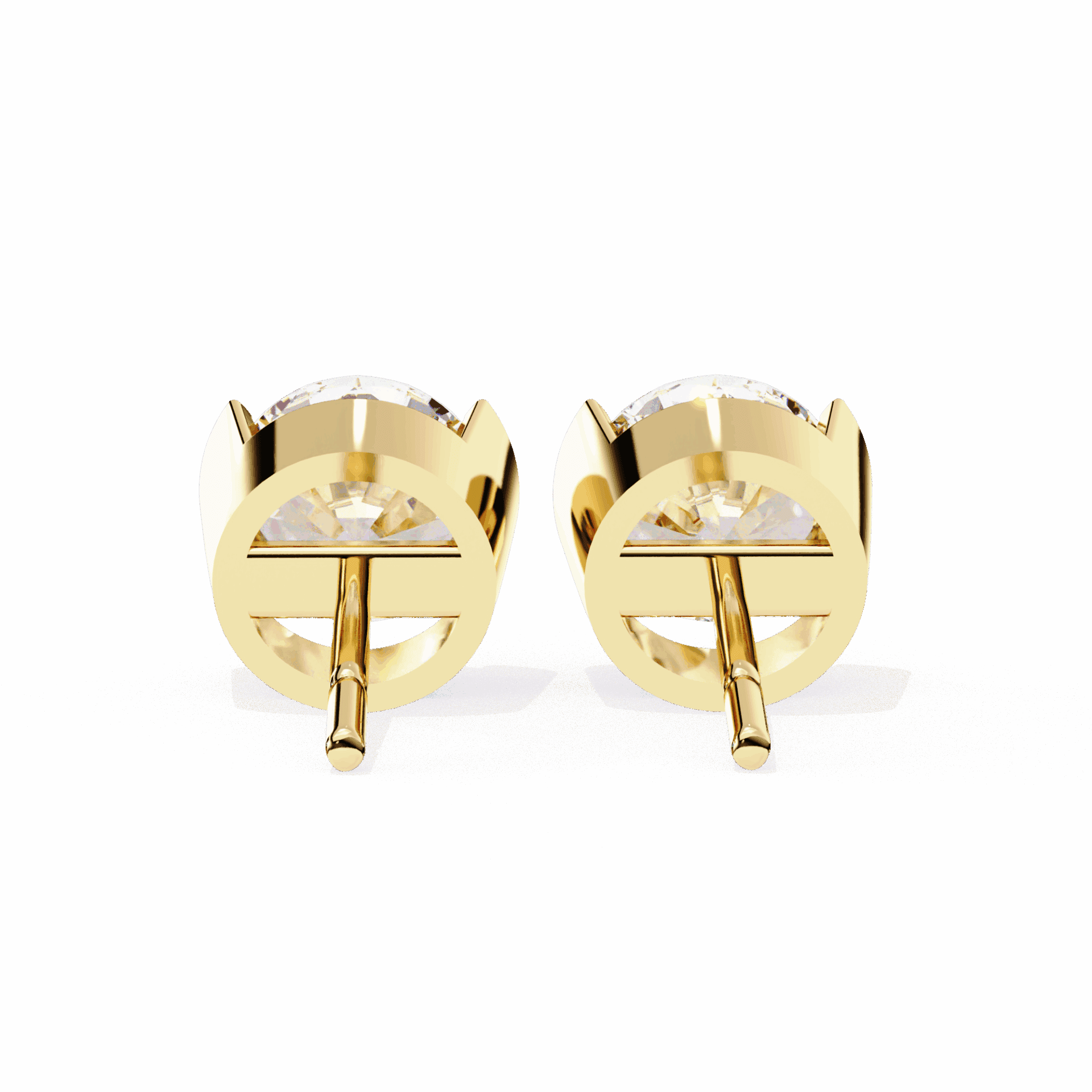 2.5 Carat Half Bezel Round Solitaire Earrings in Moissanite | House of Estara