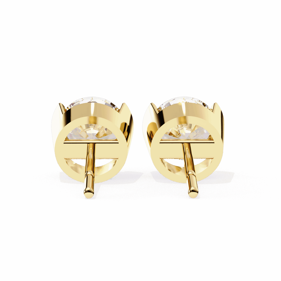 2.5 Carat Half Bezel Round Solitaire Earrings in Moissanite | House of Estara