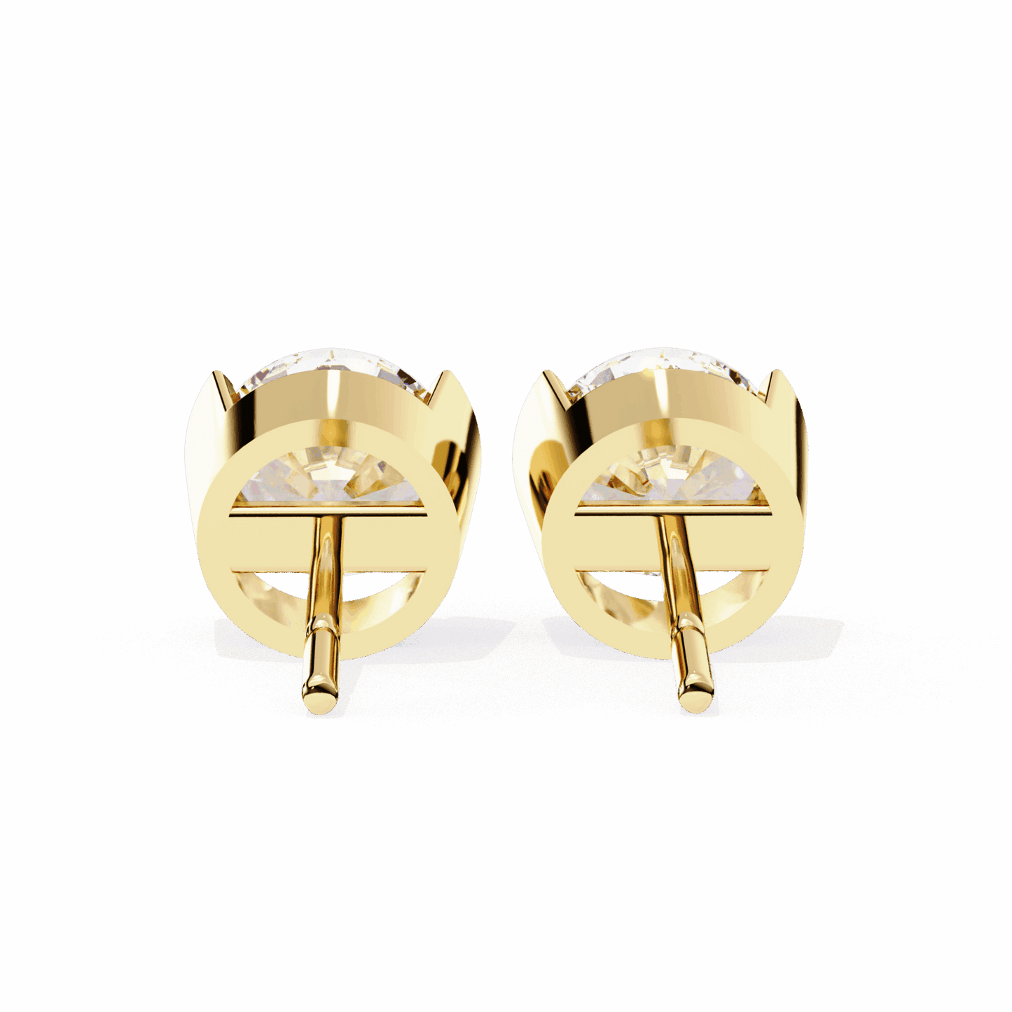 2.5 Carat Half Bezel Round Solitaire Earrings in Moissanite | House of Estara