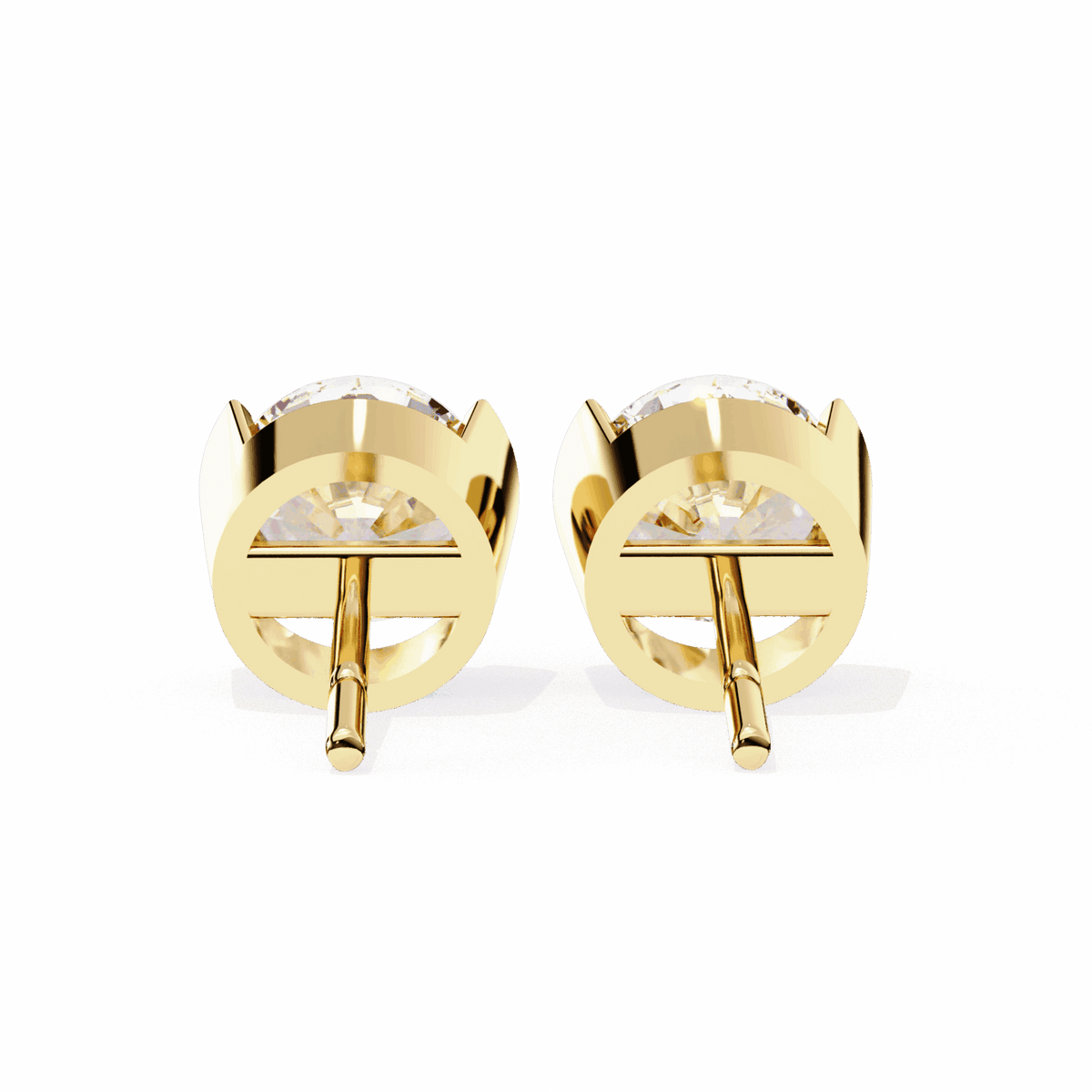 2.5 Carat Half Bezel Round Solitaire Earrings in Moissanite | House of Estara