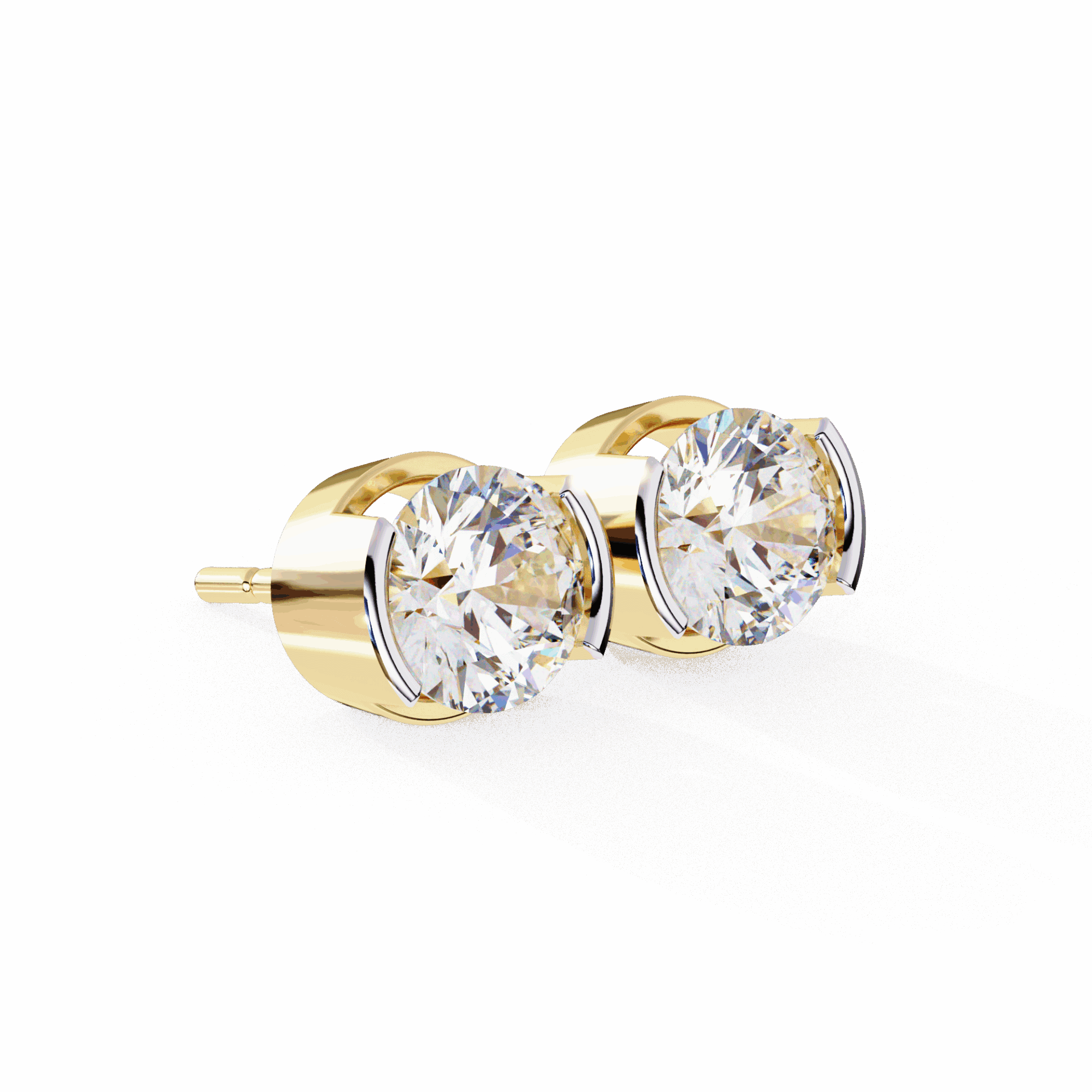 2.5 Carat Half Bezel Round Solitaire Earrings in Moissanite | House of Estara