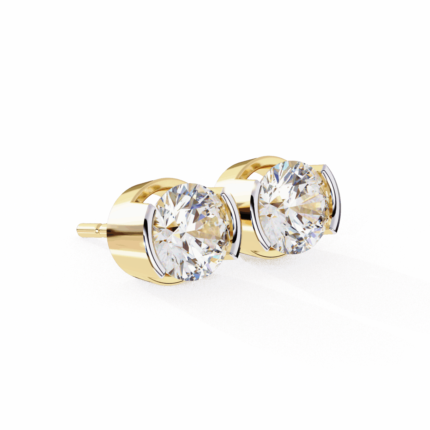2.5 Carat Half Bezel Round Solitaire Earrings in Moissanite | House of Estara