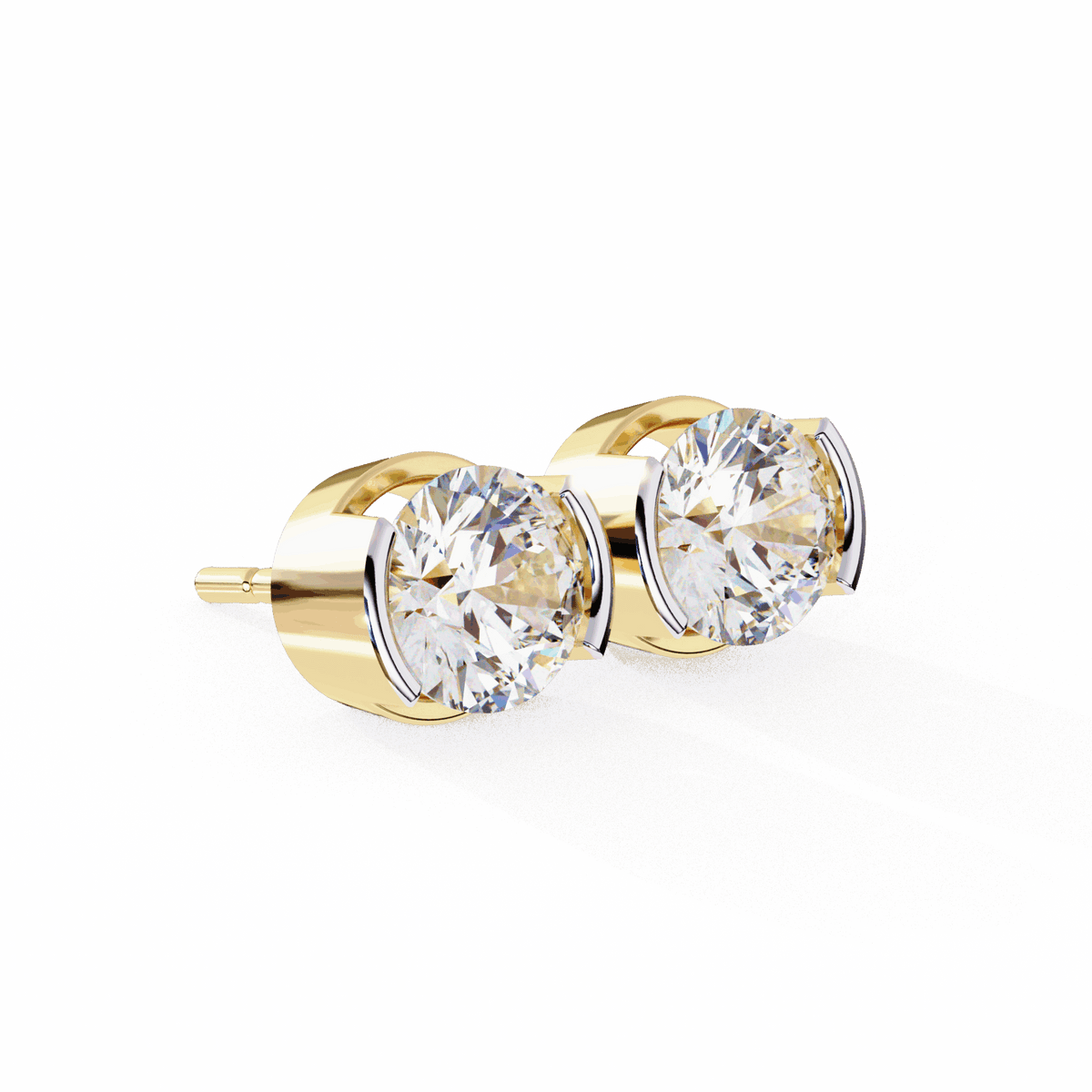 2.5 Carat Half Bezel Round Solitaire Earrings in Moissanite | House of Estara