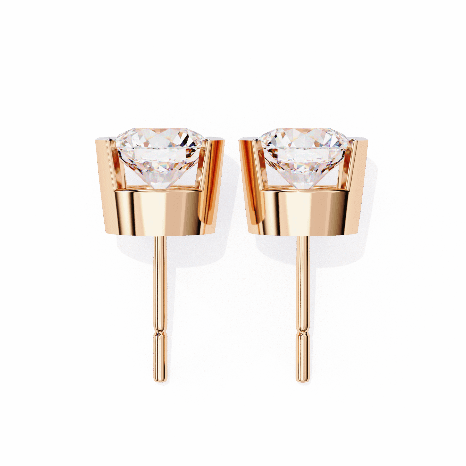 2.5 Carat Half Bezel Round Solitaire Earrings in Moissanite | House of Estara