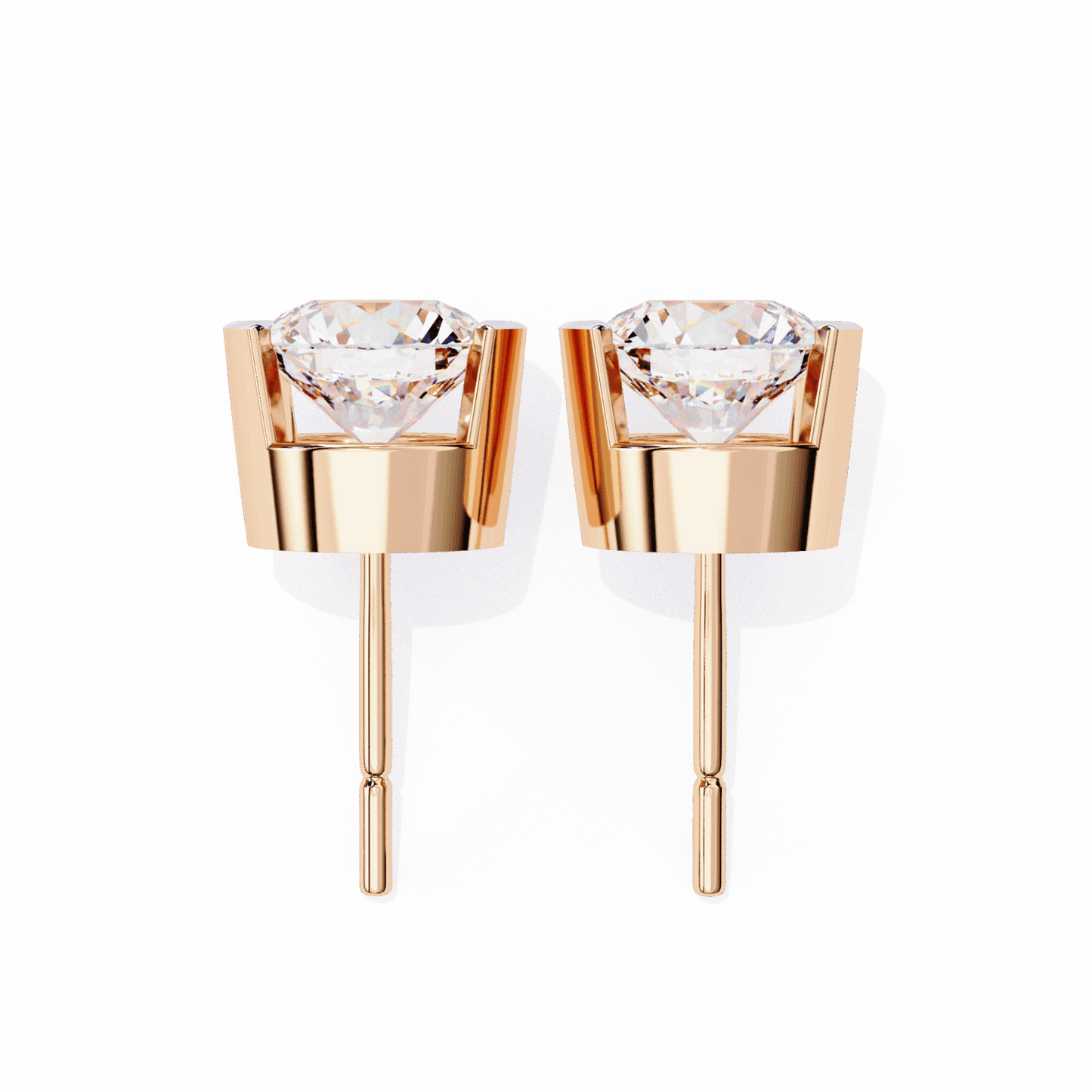 2.5 Carat Half Bezel Round Solitaire Earrings in Moissanite | House of Estara