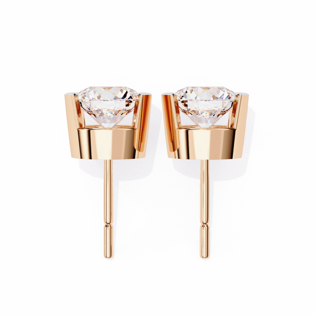 2.5 Carat Half Bezel Round Solitaire Earrings in Moissanite | House of Estara