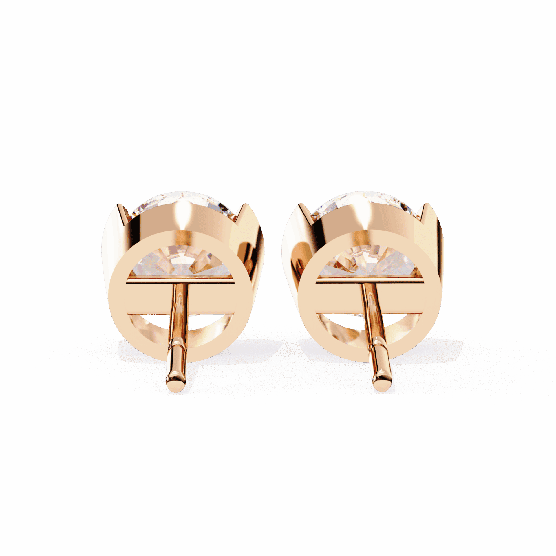 2.5 Carat Half Bezel Round Solitaire Earrings in Moissanite | House of Estara