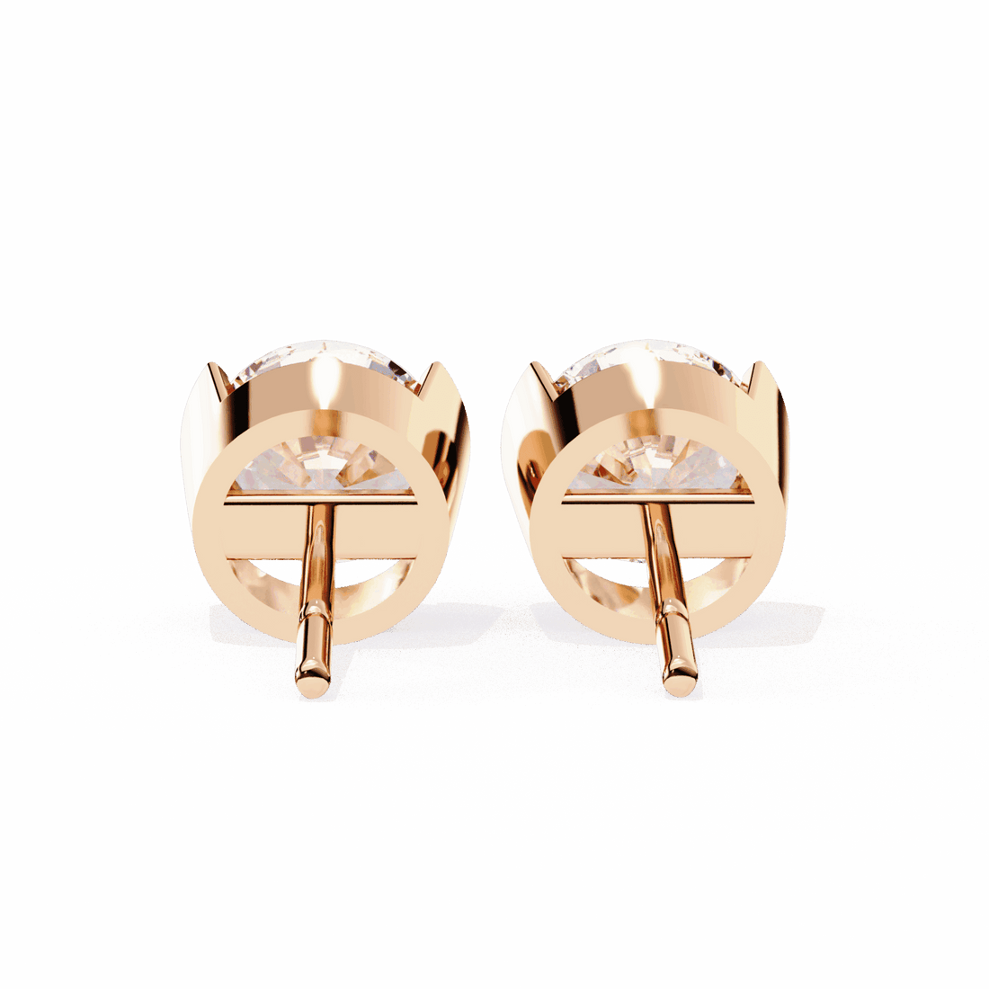 2.5 Carat Half Bezel Round Solitaire Earrings in Moissanite | House of Estara