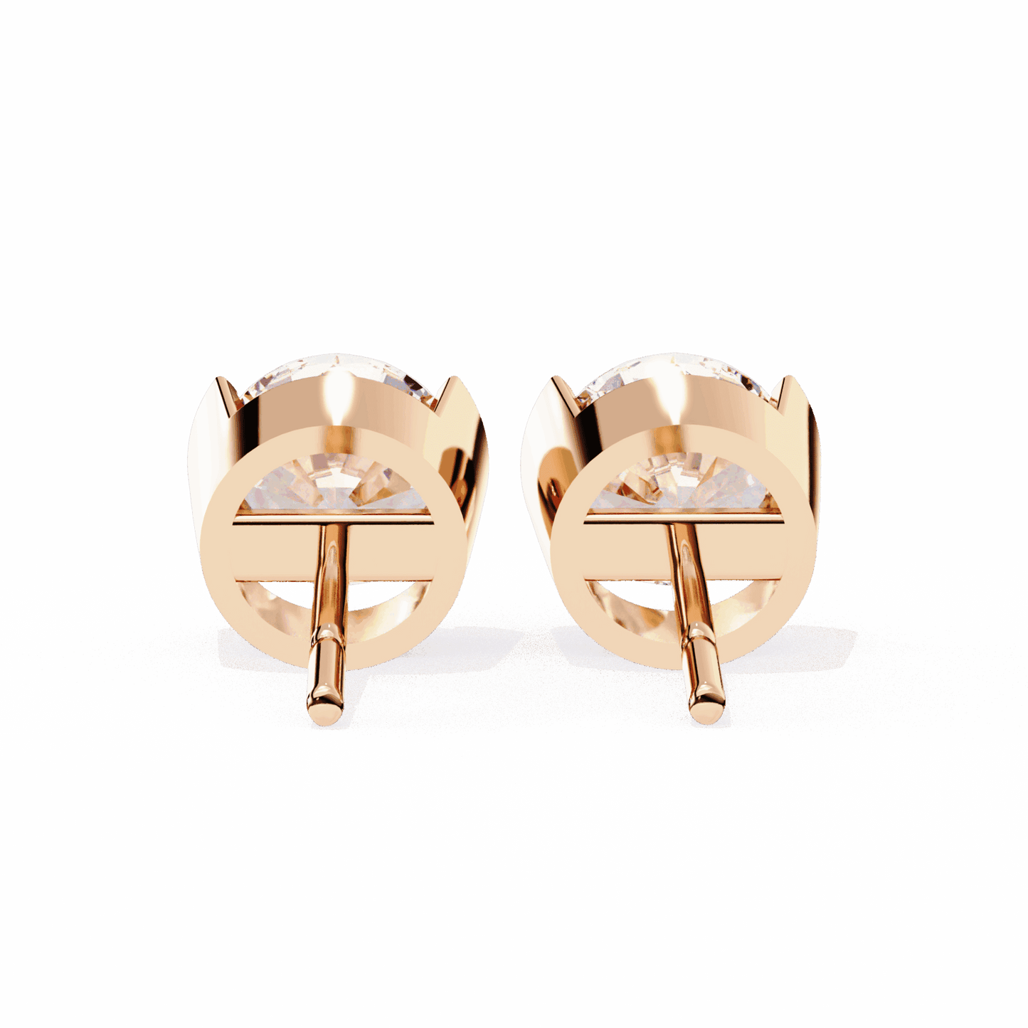 2.5 Carat Half Bezel Round Solitaire Earrings in Moissanite | House of Estara