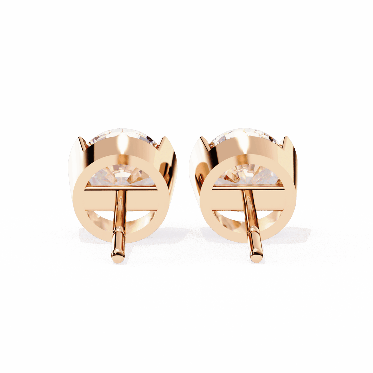 2.5 Carat Half Bezel Round Solitaire Earrings in Moissanite | House of Estara