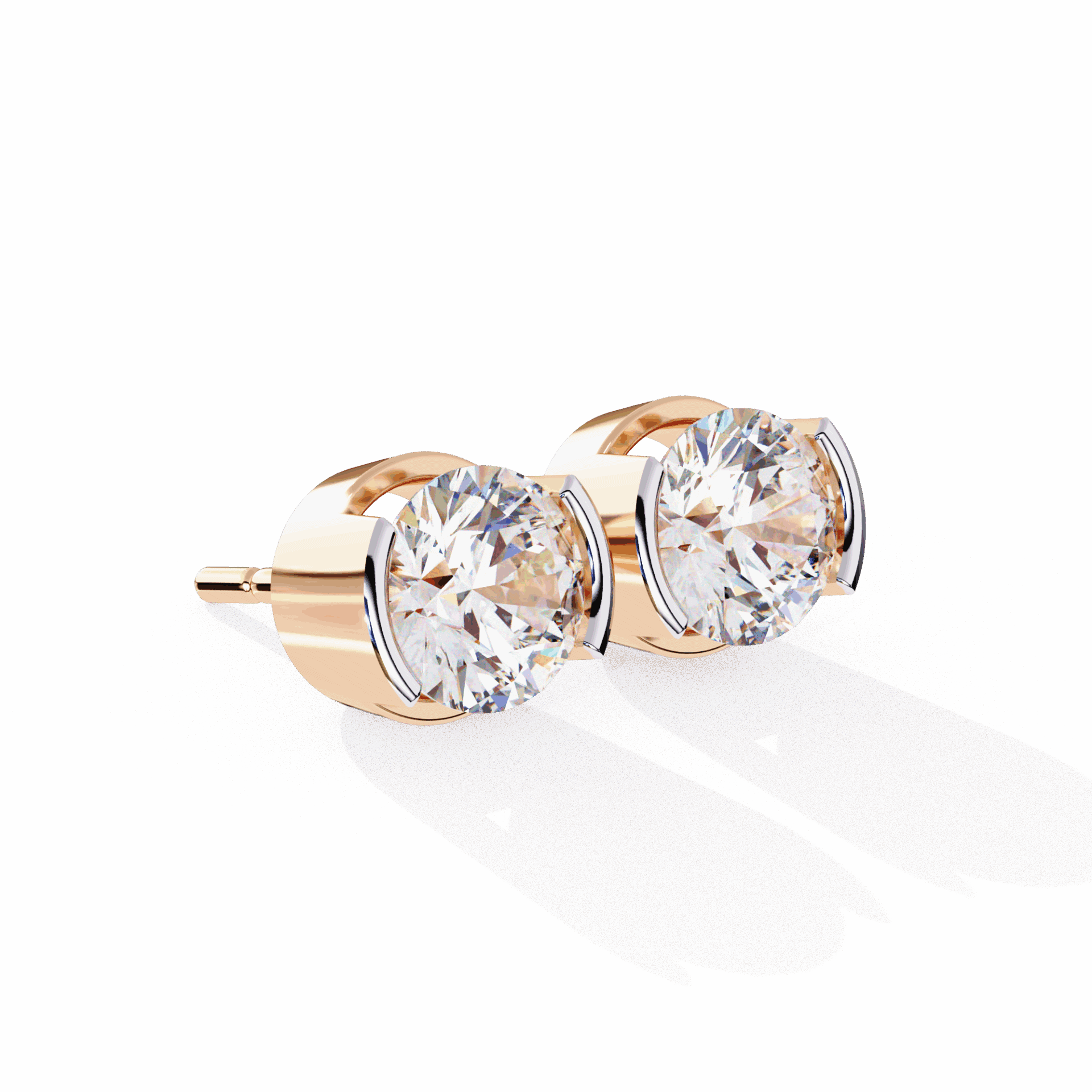 2.5 Carat Half Bezel Round Solitaire Earrings in Moissanite | House of Estara