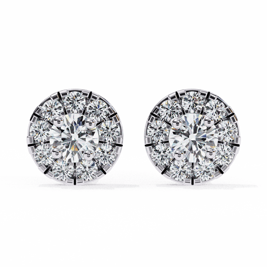 0.3 Carat Petite Round Duo Stud Earrings in Moissanite | House of Estara