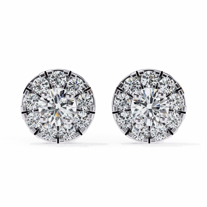 0.3 Carat Petite Round Duo Stud Earrings in Moissanite | House of Estara
