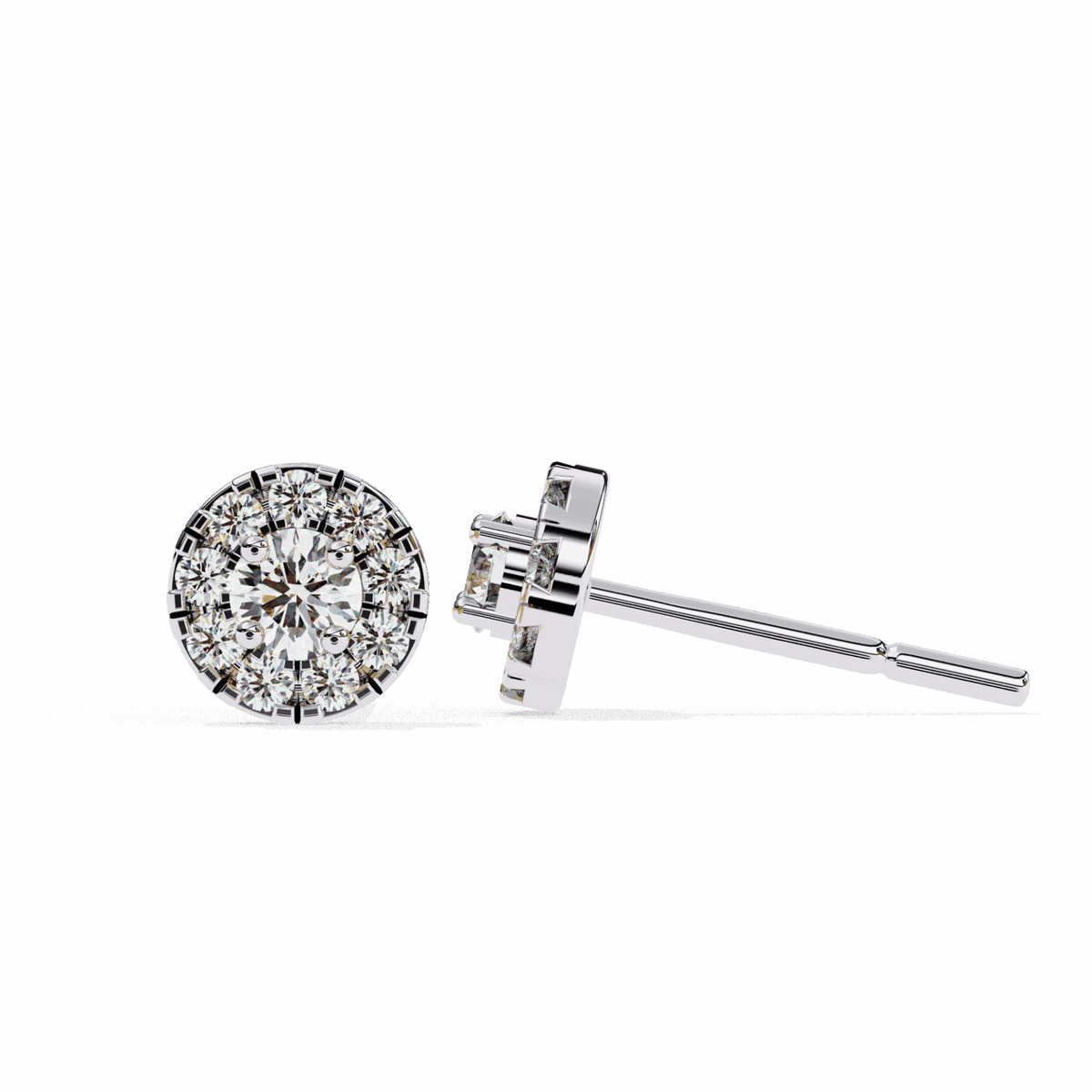 0.3 Carat Petite Round Duo Stud Earrings in Moissanite | House of Estara