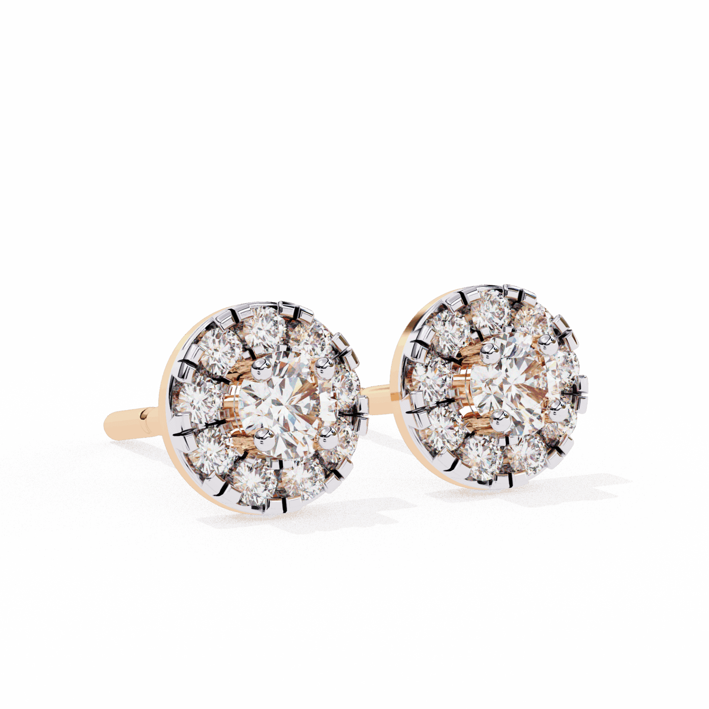 0.3 Carat Petite Round Duo Stud Earrings in Moissanite | House of Estara