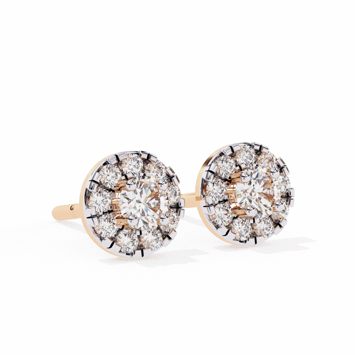 0.3 Carat Petite Round Duo Stud Earrings in Moissanite | House of Estara