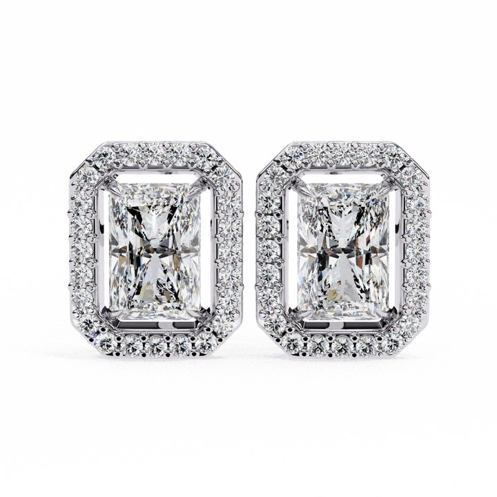 1 Carat Radiant and Round Stud Earrings in Moissanite | House of Estara