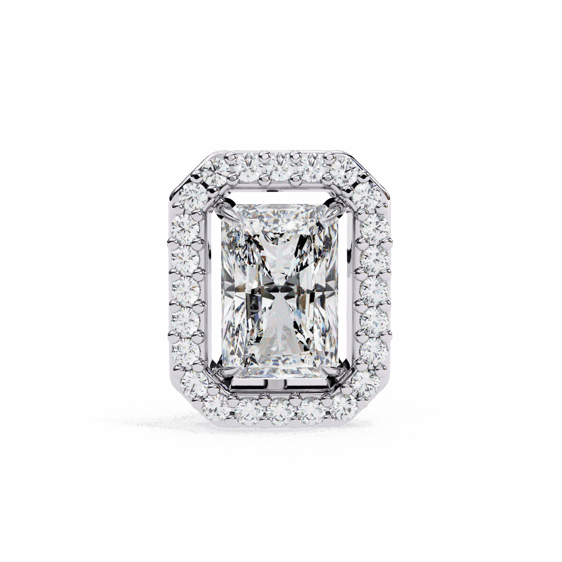 1 Carat Radiant and Round Stud Earrings in Moissanite | House of Estara