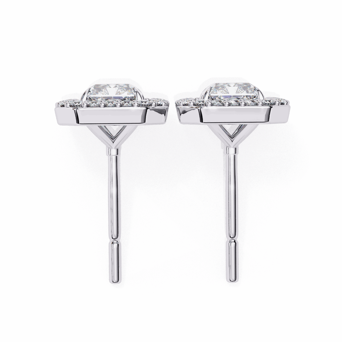 1 Carat Radiant and Round Stud Earrings in Moissanite | House of Estara