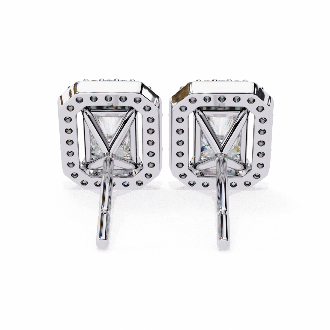 1 Carat Radiant and Round Stud Earrings in Moissanite | House of Estara