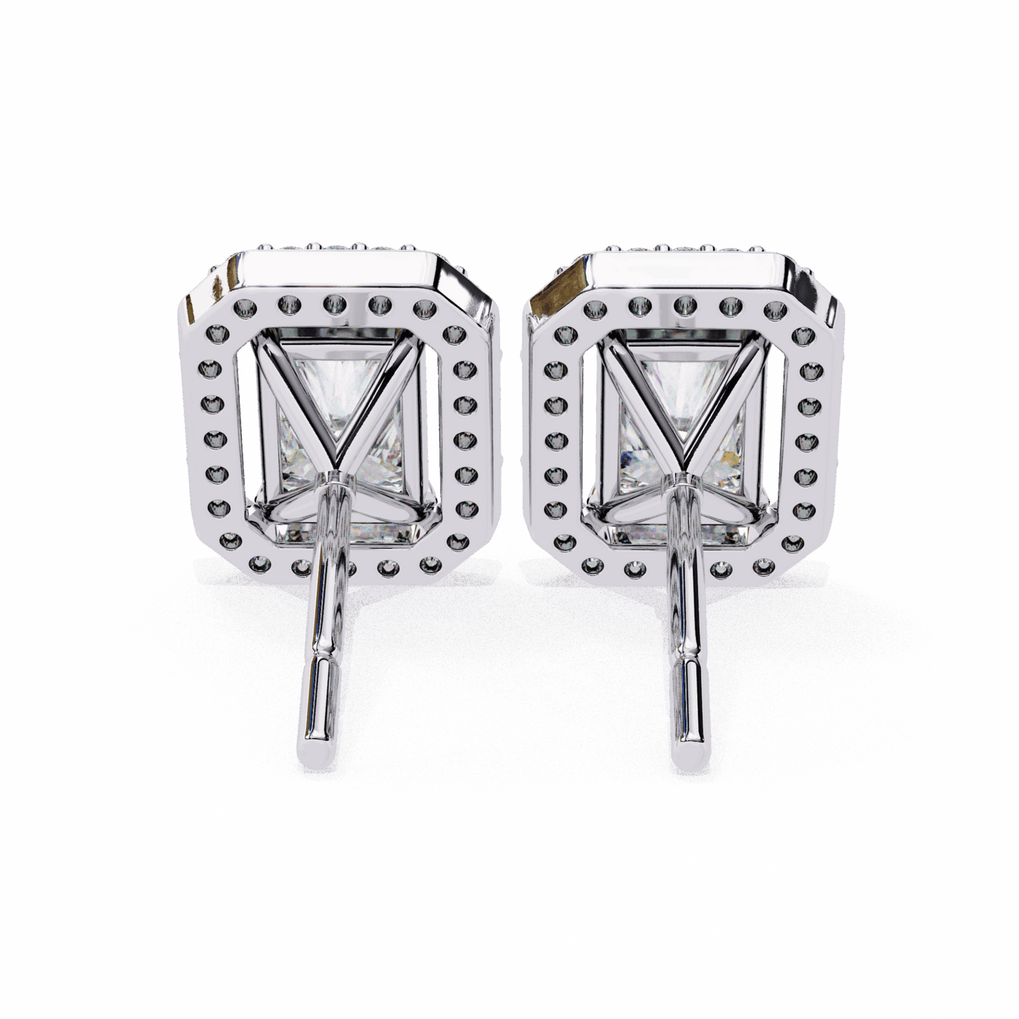 1 Carat Radiant and Round Stud Earrings in Moissanite | House of Estara