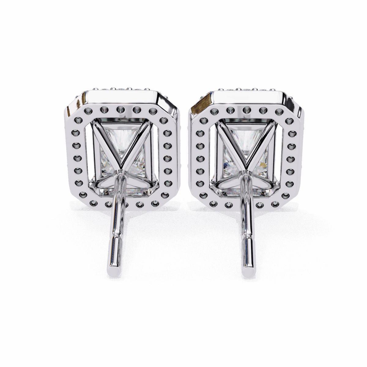 1 Carat Radiant and Round Stud Earrings in Moissanite | House of Estara