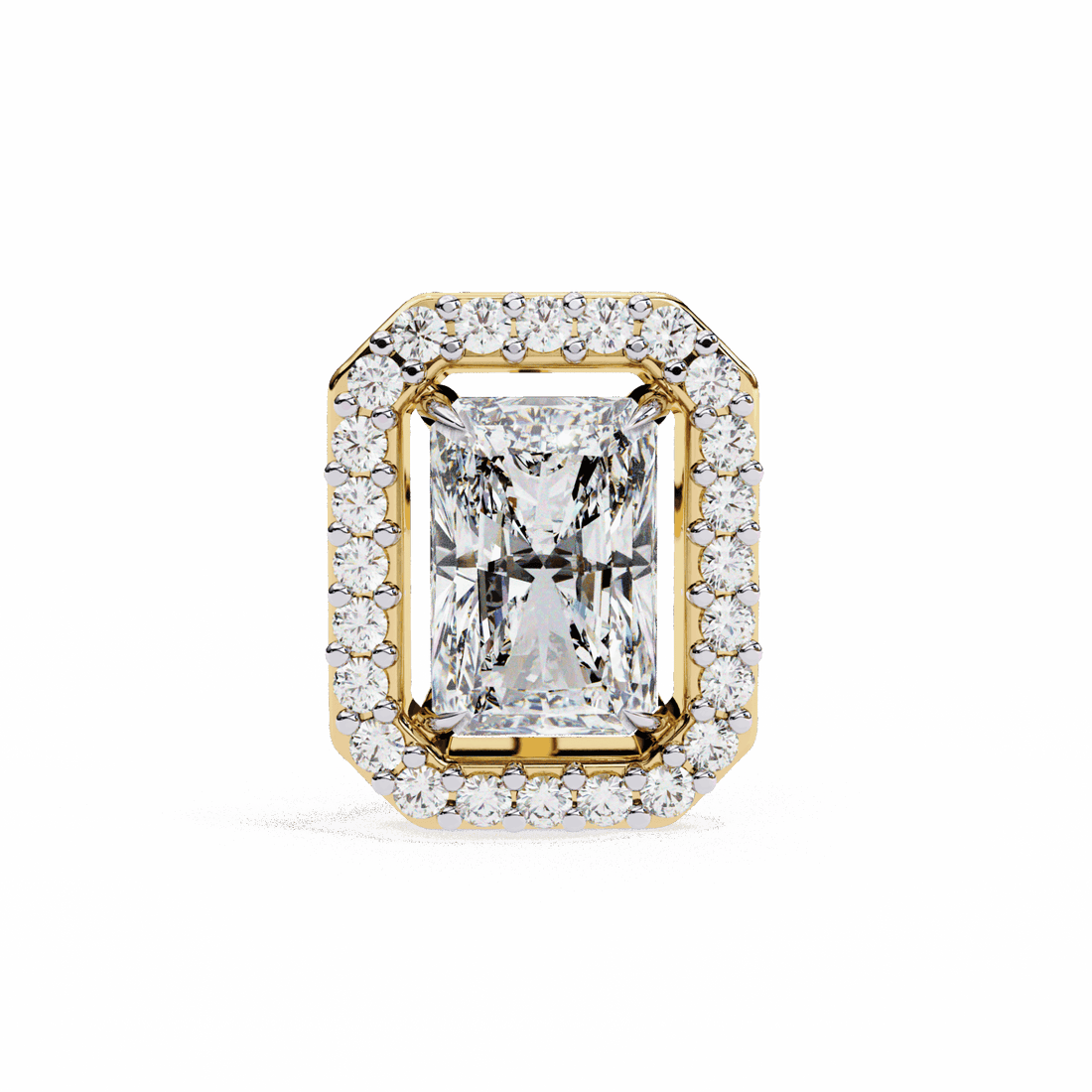 1 Carat Radiant and Round Stud Earrings in Moissanite | House of Estara