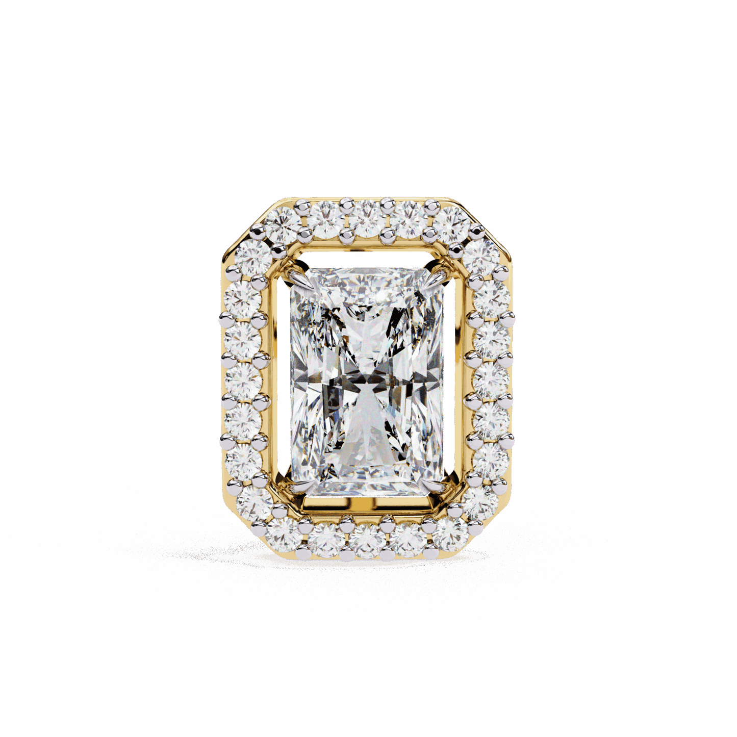 1 Carat Radiant and Round Stud Earrings in Moissanite | House of Estara