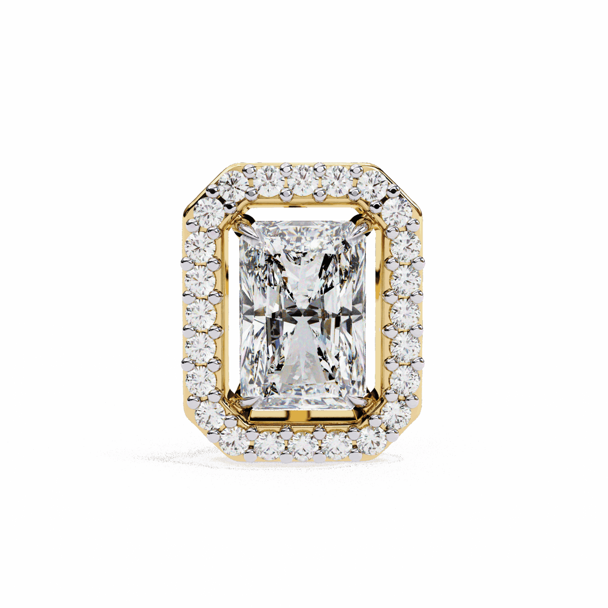 1 Carat Radiant and Round Stud Earrings in Moissanite | House of Estara