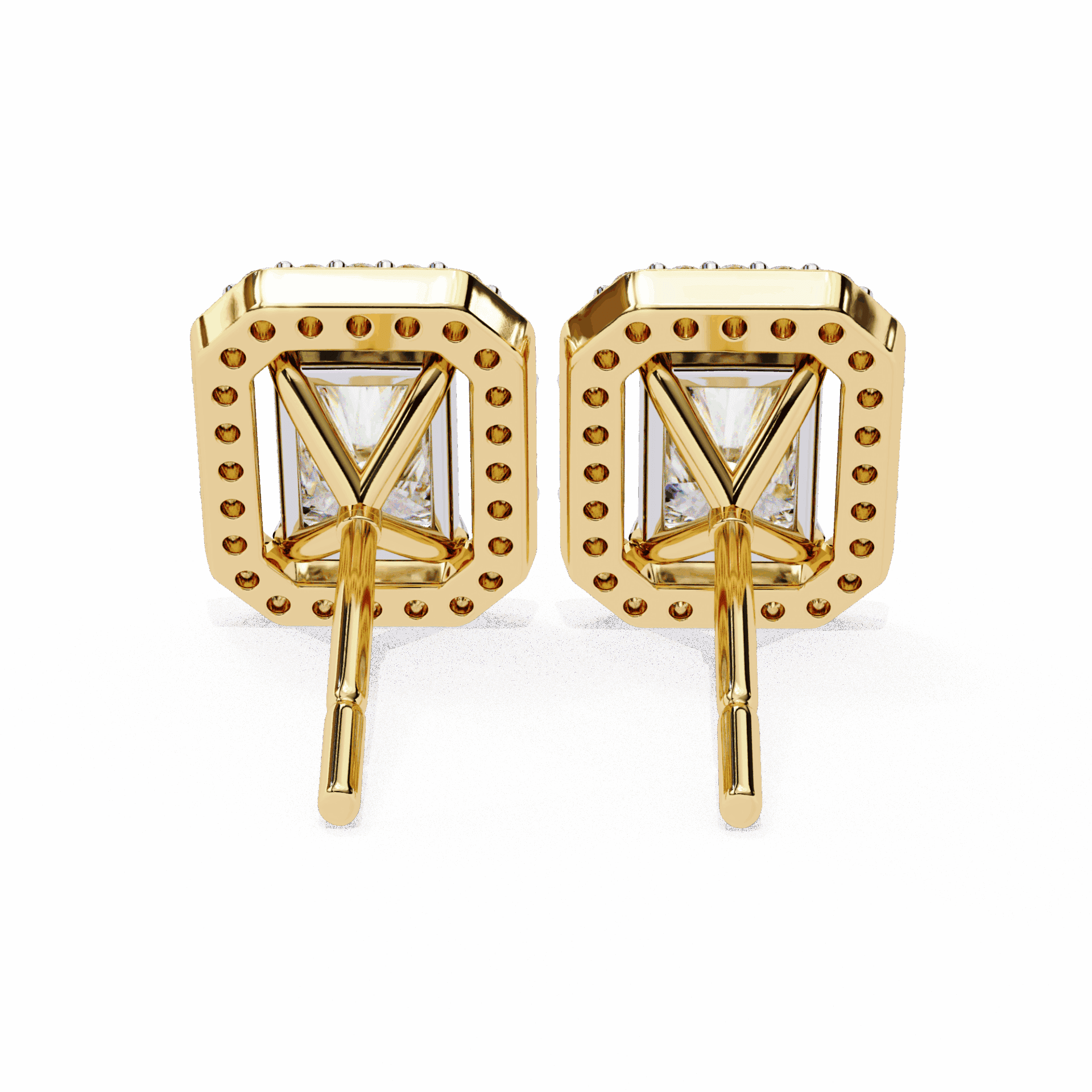 1 Carat Radiant and Round Stud Earrings in Moissanite | House of Estara