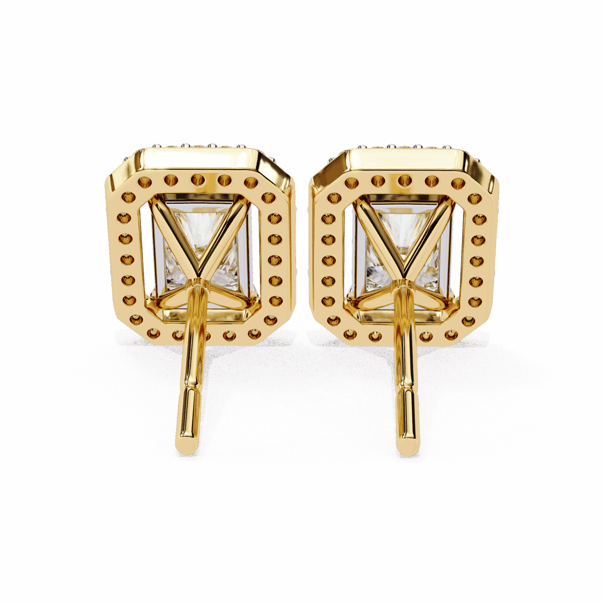 1 Carat Radiant and Round Stud Earrings in Moissanite | House of Estara