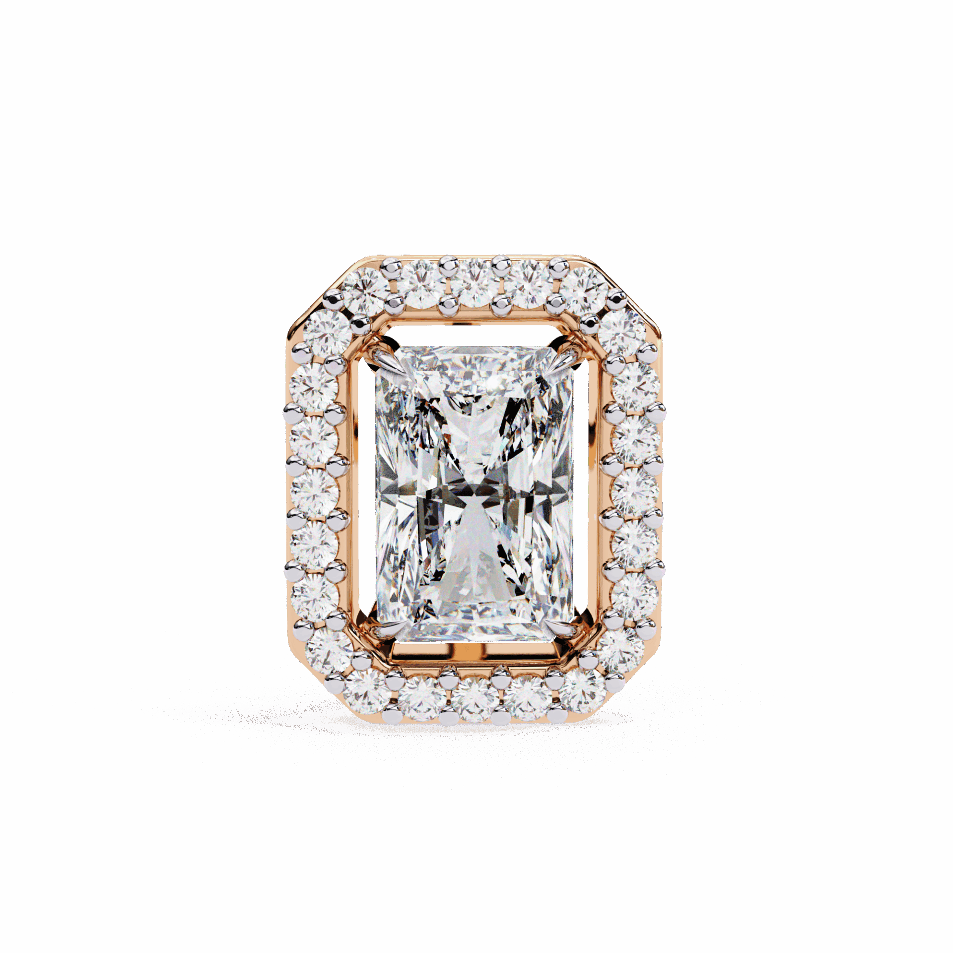 1 Carat Radiant and Round Stud Earrings in Moissanite | House of Estara