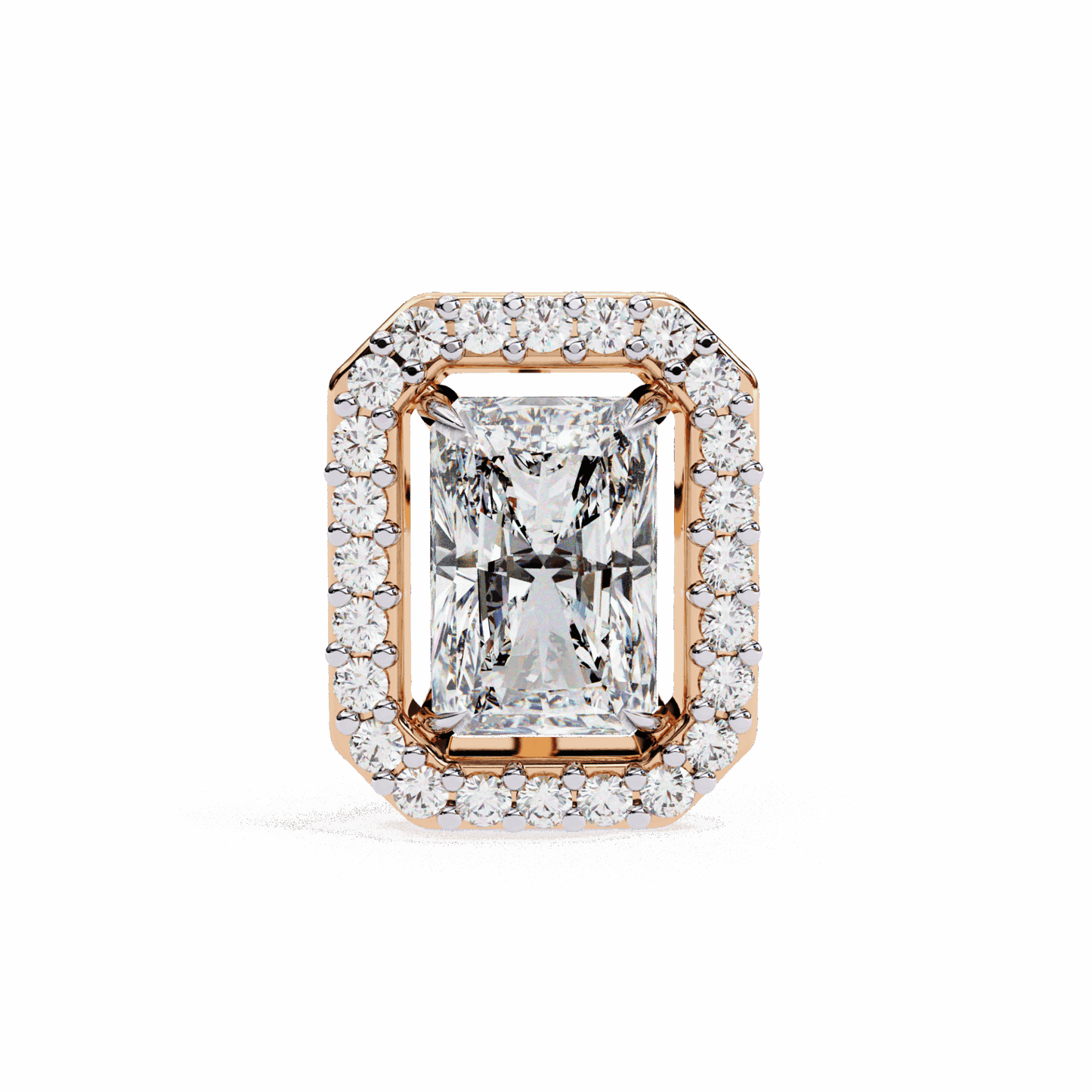 1 Carat Radiant and Round Stud Earrings in Moissanite | House of Estara
