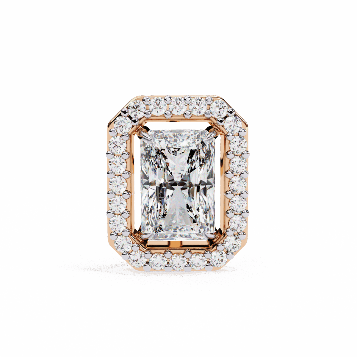 1 Carat Radiant and Round Stud Earrings in Moissanite | House of Estara