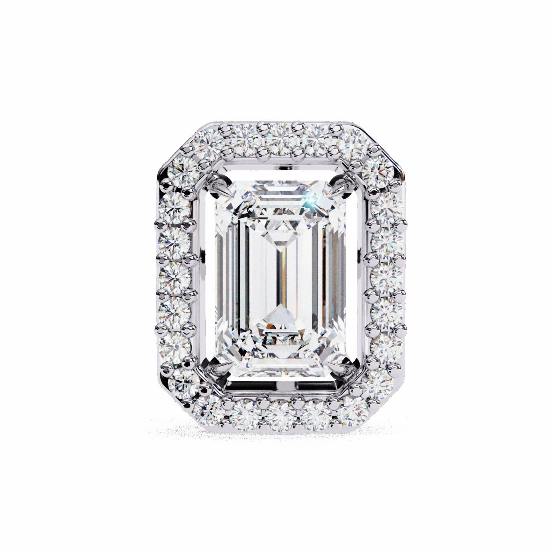 0.9 Carat Emerald and Round Stud Earrings in Moissanite | House of Estara