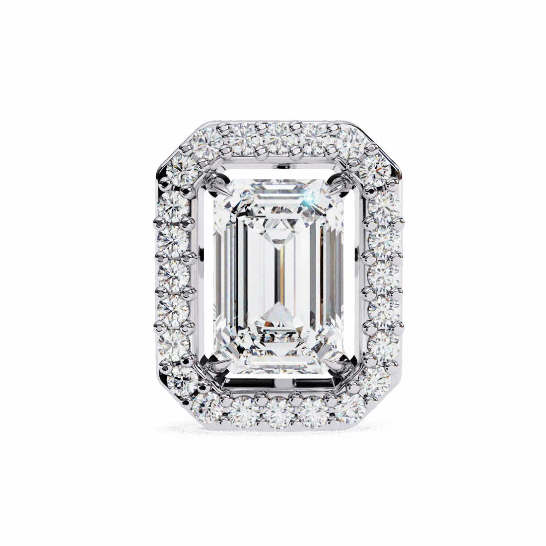 0.9 Carat Emerald and Round Stud Earrings in Moissanite | House of Estara