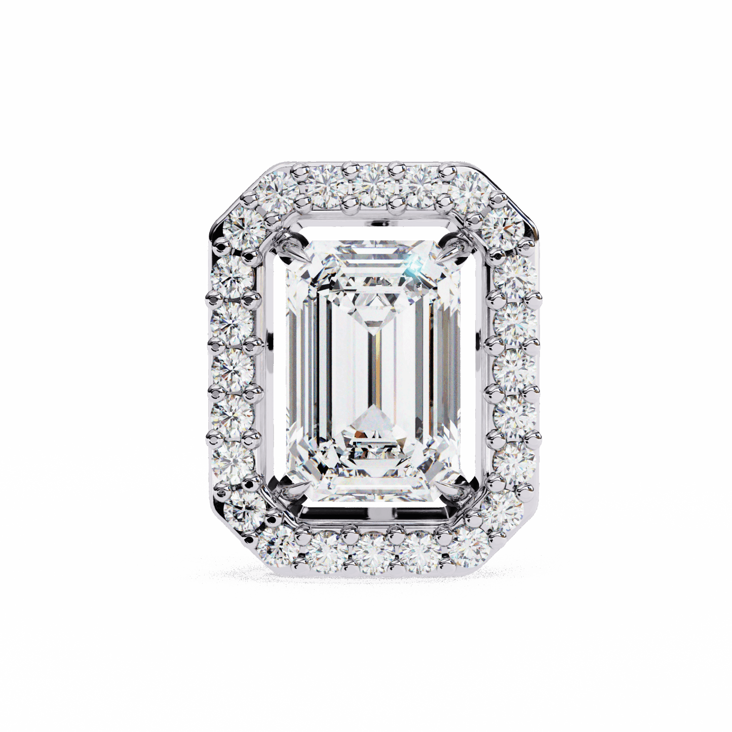 0.9 Carat Emerald and Round Stud Earrings in Moissanite | House of Estara