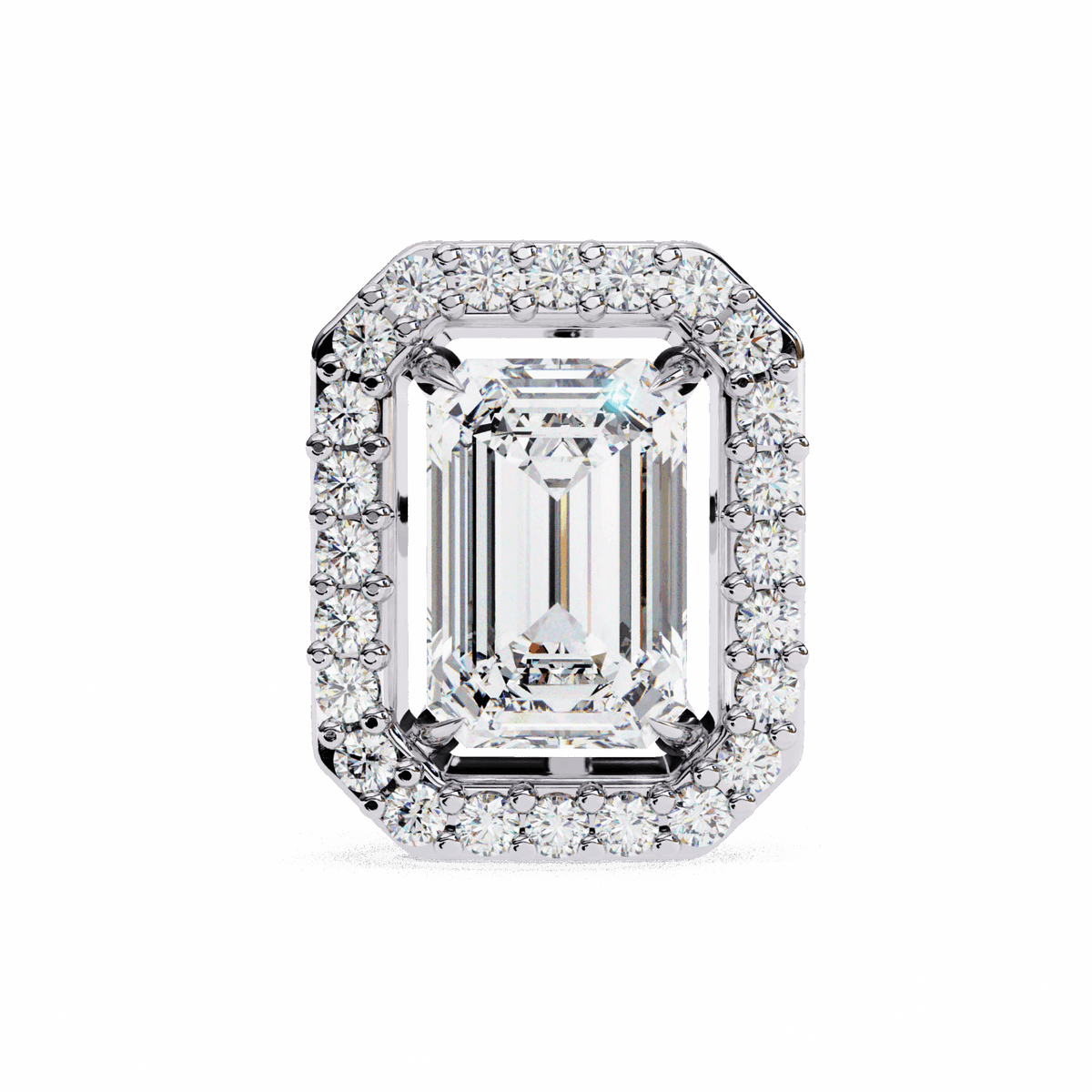 0.9 Carat Emerald and Round Stud Earrings in Moissanite | House of Estara