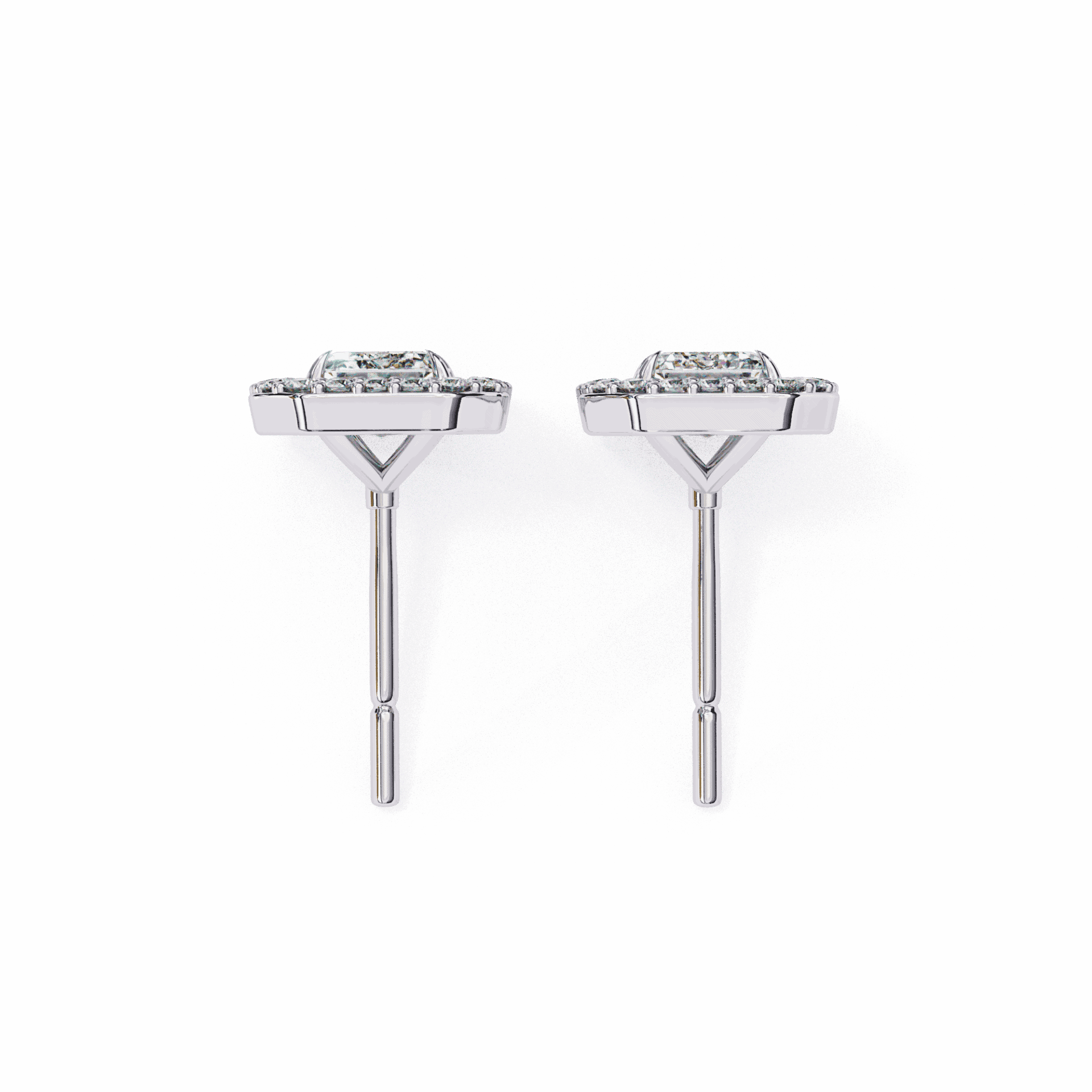 0.9 Carat Emerald and Round Stud Earrings in Moissanite | House of Estara