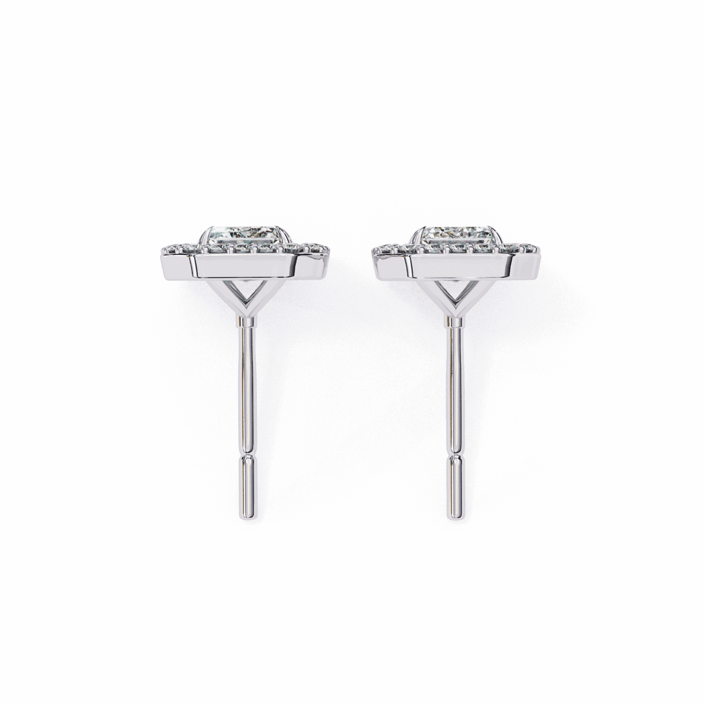 0.9 Carat Emerald and Round Stud Earrings in Moissanite | House of Estara