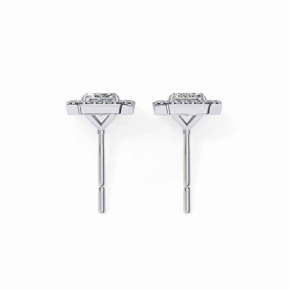 0.9 Carat Emerald and Round Stud Earrings in Moissanite | House of Estara